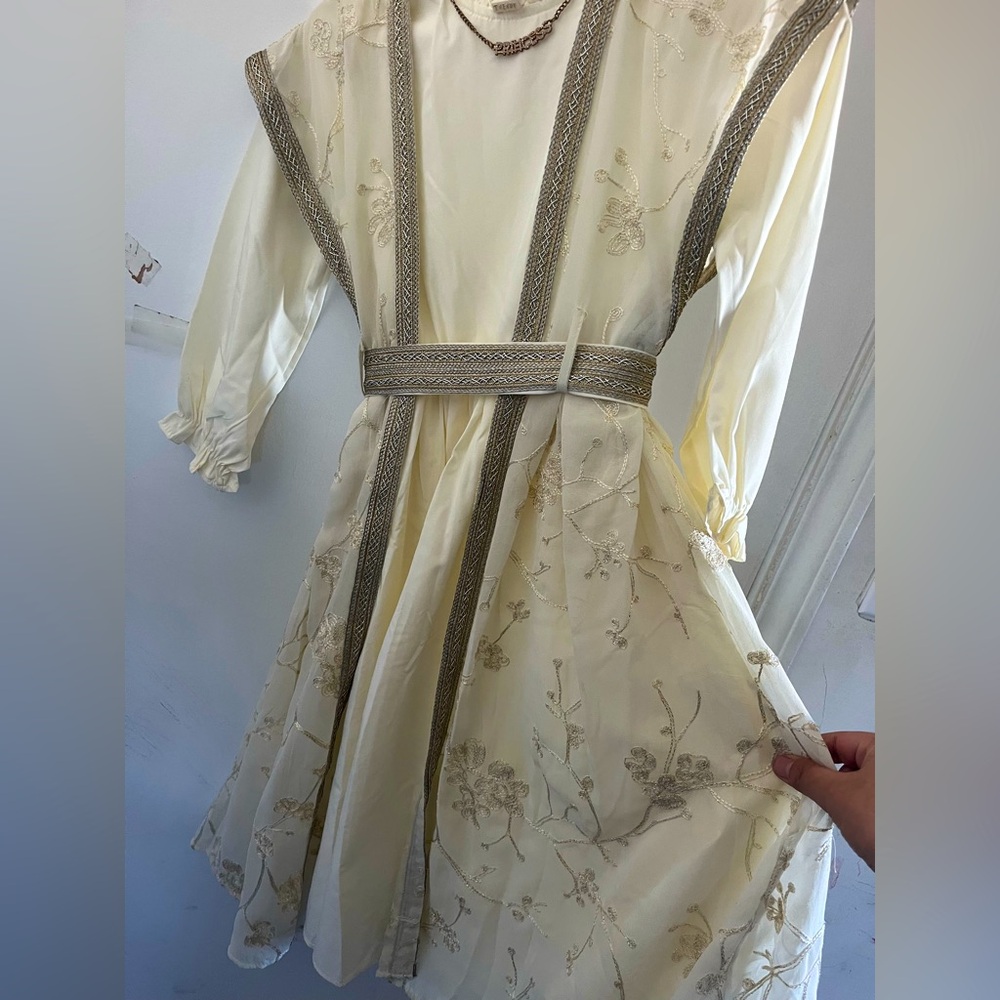 2 pieces Dubai Kaftan Kids Abaya Islamic  for Girls Dress fit with size 6 to 8